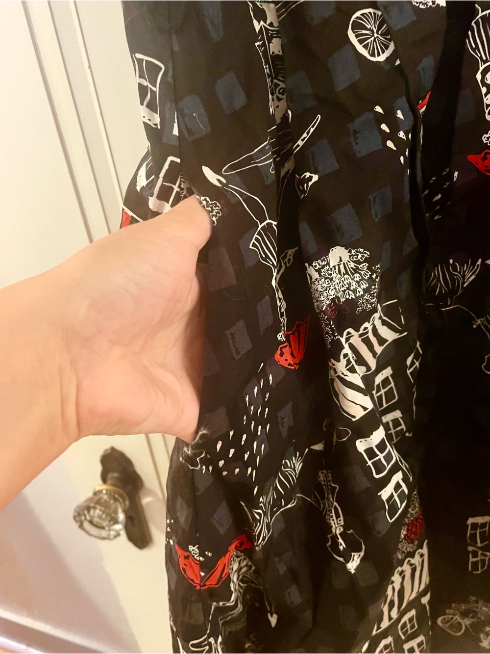 ModCloth Parisian Print Women's Dress - Red & White Accents - Picture 3 of 6